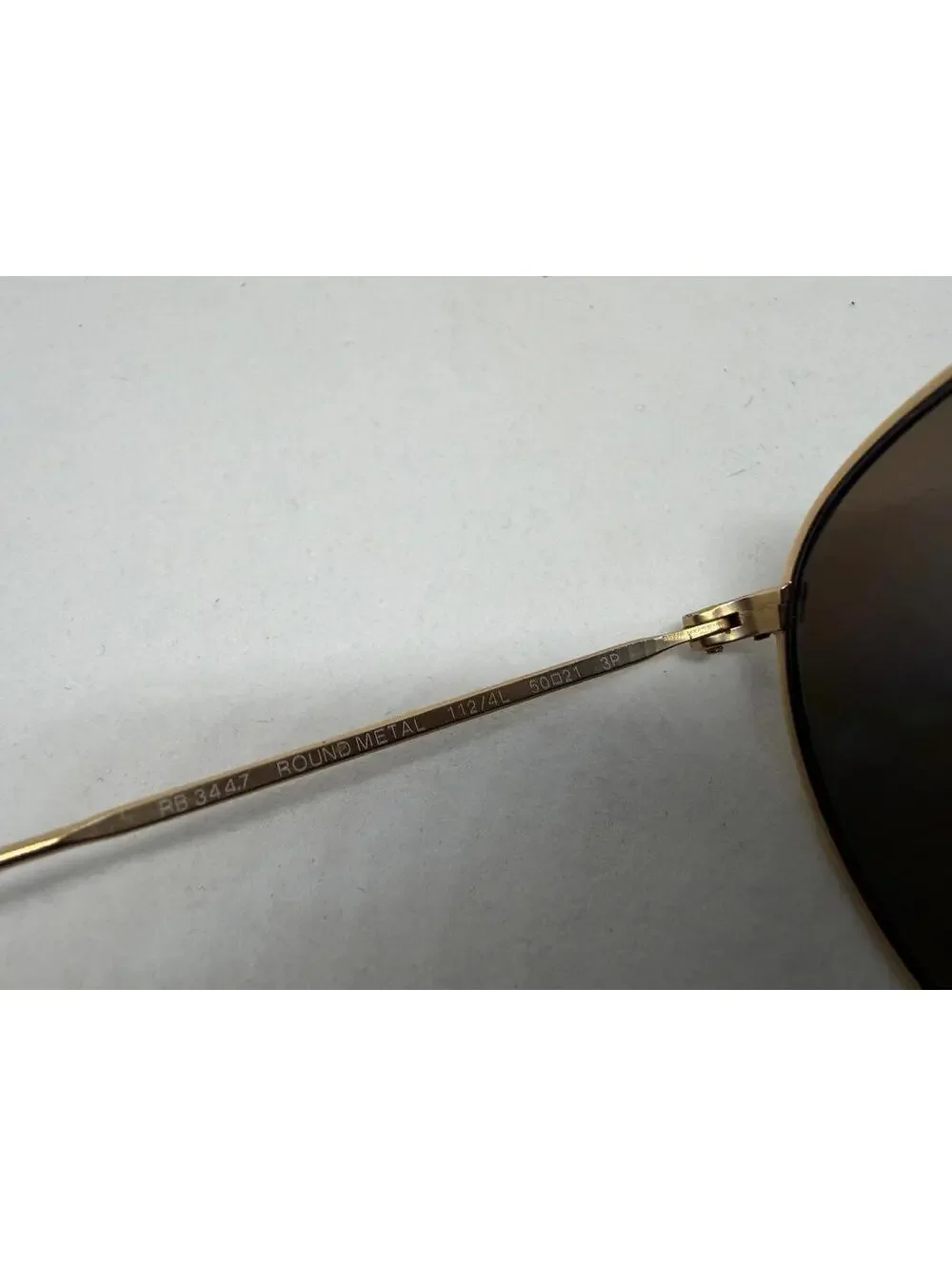 Ray-Ban RB3447 Round Metal Sunglasses Gold Blue Mirror Polarized 112/4L 50mm - Picture 4 of 7
